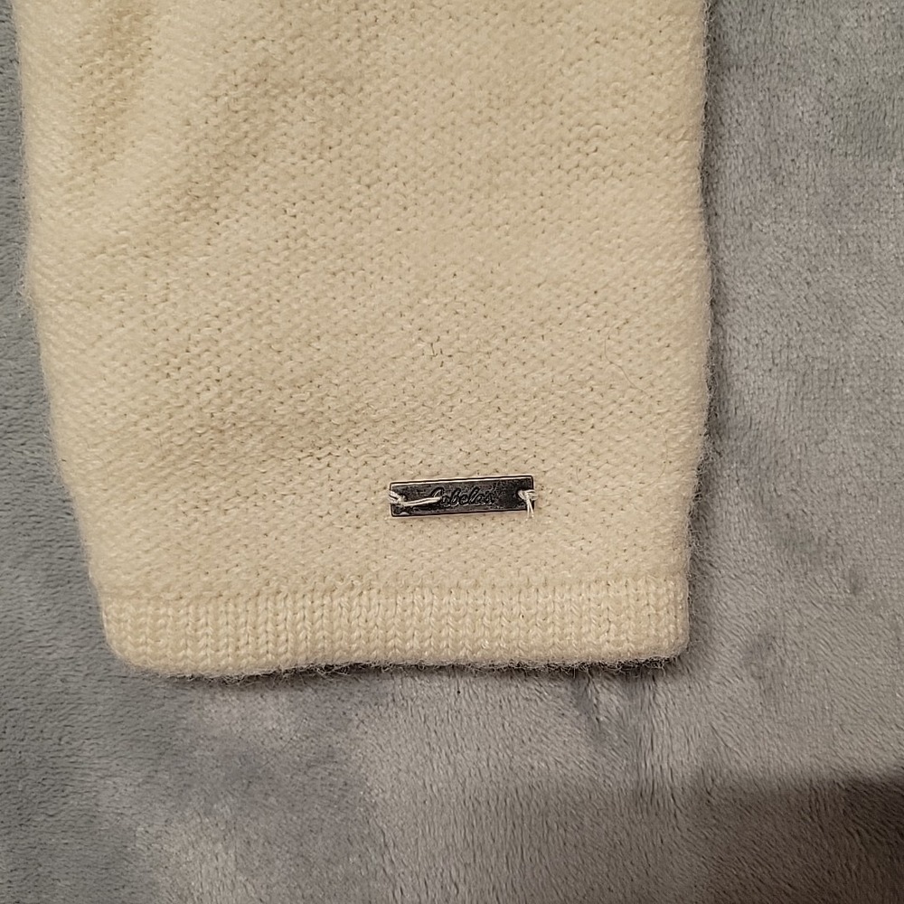 Cabelas Cardigan Sweater Women Small Cream Full Zip 100% Wool Warm Layering